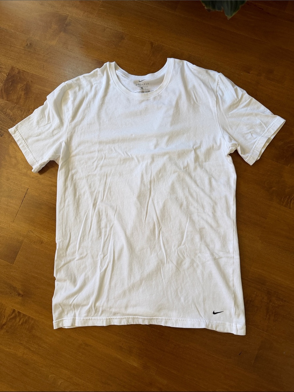 NIKE Dri-Fit White Short Sleeve Crew Tee with Swoosh